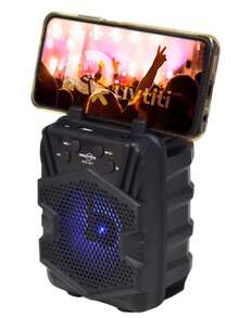 Bocina Bluetooth 3″ Luz LED y Soporte para Celular - Negro - Ver 2