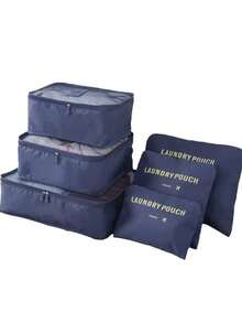 6pcs Travel Luggage Organizer Bags, Suitcase Packing Cubes, Shoe Bag, Clothes & Underwear Pouches, Unisex - Multicolor - View 7