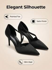 Women's Leopard Print High Heel Shoes, Pointed Toe Design, Elegant And Fashionable, Open Toe Comfortable And Breathable, Classic Lace-Up Style, Suitable For Daily Wear Or Formal Occasions, Adding Charm And Elegance, Comfortable Fit, Perfect Pair With Jeans And Dresses, Showcase Your Charming Style - Pure Black - View 4