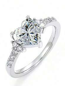 1pc Stainless Steel 18K Gold Plated Natural Amethyst Cubic Zirconia Ring, Fashion Wedding Heart Shaped Jewelry Women, Valentine's Day, Best Friends Valentines,Mom,Mother,Mother's Day, Best Valentine's Day - Màu tím - Xem 11