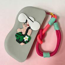 1个精美少女装饰硅胶可爱眼镜盒，防水，便携户外，时尚眼镜收纳袋，创意编织绳，卡通时尚眼镜袋，零钱包口红袋，手提包，手机袋，化妆包，旅行必备 - 彩色 - 查看 12