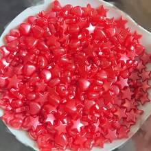 Yiwu Qiyou Accessories Co., LTD 200颗粉色和红色10毫米五角星9毫米心形混合款式珠子，用于制作珠宝、情侣手链和项链 - 彩色 - 查看 6