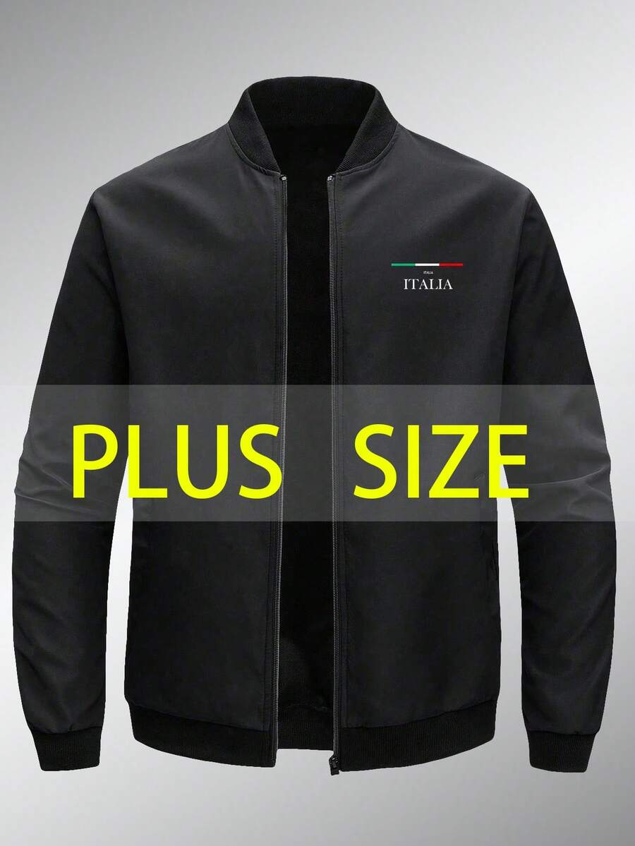 Plus Size Men's Lightweight Jacket - Casual Streetwear Style, Comfortable Loose Fit, Versatile Outerwear For All Seasons - Black - View 1