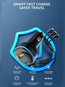 3.1A Multi-Function Car Charger & Car Media Player - Black - View 6