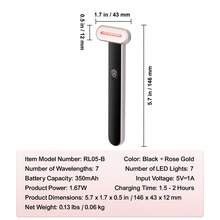 Red Light Therapy Wand For Face, 7-Color LED Facial Wand Red Light Therapy Device With Heatig Therapy| Microcurrent Vibrating Massage, Portable LED Beauty Wand For Face, Neck - Black - View 7