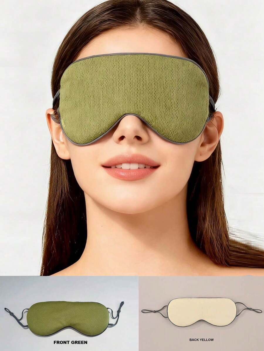 1 pieza/2 piezas Antifaz para dormir opaco de doble cara, con correa elástica ajustable, diseño transpirable cálido/frío, alivio de la fatiga, antifaz suave y cómodo para hombres y mujeres, set de regalo