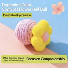 耐用猫咪磨牙玩具，带铃铛，互动式自玩球 - 彩色 - 查看 16