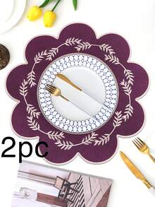 Bộ 1/2/4 tấm lót bàn bằng vải thêu, thích hợp trang trí bàn tiệc cưới, kiểu dáng tối giản thanh lịch phong cách Châu Âu, họa tiết sao và trăng. - Nhiều màu - Xem 32