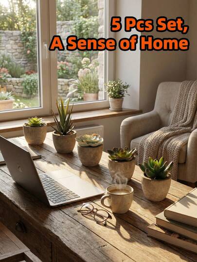 5pcs Artificial Succulent Plants, Ideal For Home, Office, Bathroom Decor, Small Fake Potted Plants, Suitable As Gifts For Friends, Valentine's Day, Birthday, Graduation