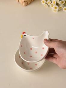 1/2/3pcs Cute Chicken Shaped Ceramic Sauce Bowls, Small Appetizer Plates, Elegant Tableware, Kitchen Accessories - Multicolor - View 4