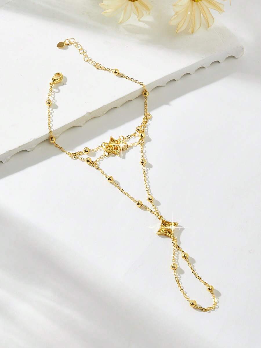 18K镀金时尚高端复古女士手链，适合尼日利亚、迪拜、中东、沙特阿拉伯新娘婚礼佩戴，日常佩戴，周年纪念礼物，万圣节礼物（送给朋友） - PSBL-038 - 查看 1