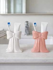 1pc Nordic Bow-Knot Toothbrush Holder, Electric Toothbrush Stand, Cosmetic Storage Rack, Toothbrush Organizer, Home Desktop Decor, Stylish Room Decoration, Home Decor, Space-Saving Storage, For Kitchen, Bathroom, Bedroom - Multicolor - View 6