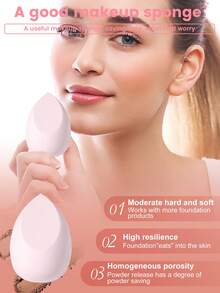 7PCS Precision Makeup Sponge Set: 6PCS Non-Absorbent Blending Sponges + 1pc Mini Detail Sponge – Dry & Wet Dual-Use For Flawless Base & Concealing - Pink - View 5