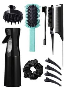 Bộ 1/2/3/4/5/6/11/12 lược uốn tóc, lược răng nhỏ giúp tách lọn tóc hiệu quả và tăng độ phồng, lược 8 răng dùng được cả khi ướt và khô, lược viền tóc, lược lông và lược đuôi phù hợp để tạo kiểu, làm mượt và kiểm soát tóc xơ rối, kèm theo bình xịt phun sương siêu mịn liên tục. - Nhiều màu - Xem 19