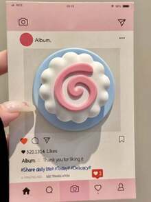 1pc New Flower & Puppy Peach Design MagSafe Magnetic Phone Holder, Strong Suction, Adjustable Desktop Air Cushion - Multicolor - View 10