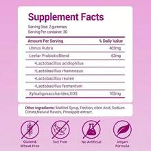 LEEFAR Women's Probiotic Gummies With Slippery Elm - Tropical Pineapple Flavor For PH Balance Digestive & Immune Health - 60 Gummies Per Pack - 1 cái - Xem 2