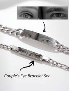 1pc Customized Couple Bracelet, Stainless Steel Material For Men And Women - Couple's Eye Pattern Bracelet - View 2
