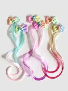3对美人鱼扎染蝴蝶结发夹，扎染发夹，颜色随机 - 彩色 - 查看 6