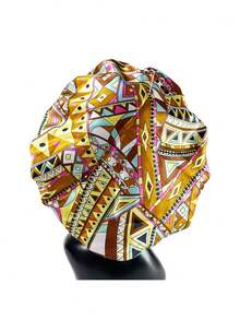 1pc Double Layered Large Hair Cap, Sleep Cap, Shower Cap With Printed Pattern, Reusable Hair Care Bag, Women's Daily Hair Care Sleep Cap - Multicolor - View 5