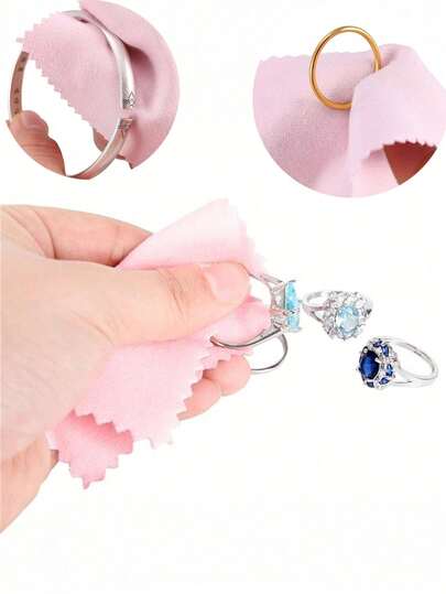 10pcs Velvet Jewelry Cleaning Cloth, Double-Sided Mirror Polishing Cloth, Anti-Oxidation Cleaning Towel For Jewelry, Rings, Necklaces, Bracelets, Jewelry Cleaning And Polishing, Silver Polishing Cloth For Various Jewelry And Accessories