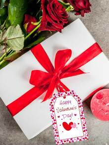 50/25pcs Valentine's Day Gift Tags With Jute Twine, Suitable For Cards, Invitations, Gift Wrapping, Valentine's Day Gifts, Jewelry Gifts, Heart Shape Design With "Happy Valentine's Day" Text, Applicable For Bakeries, Restaurants, Boutiques, Shops, Ideal For Gift Packaging, Holiday Gifts, Valentine's Day Surprises - 彩色 - 查看 5