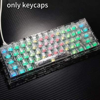 White Ice Carbon Fiber Keycaps, PC Texture Side-Engraved Transparent Original Magnetic Mechanical Keyboard Keycaps, Wooting Nighthawk