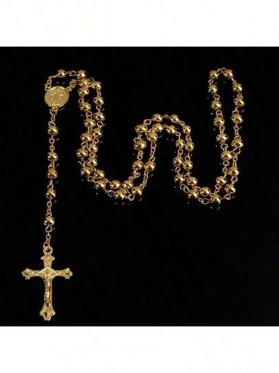 Dây chuyền Cơ Đốc giáo bằng thép không gỉ dành cho nữ này, với mặt dây chuyền hình Thánh giá Đức Mẹ Maria và Chúa Giêsu, là một chiếc dây chuyền hạt dài, thời trang và đa năng, với sự kết hợp giữa vàng và bạc, làm cho nó trở thành một món quà lý tưởng cho Ngày Valentine và Giáng sinh.