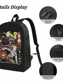 Marcille Concerned Delicious In Dungeon Lightweight Printed Polyester Backpack - Ideal For School, Hiking & Commuting - 黑色 - 查看 5