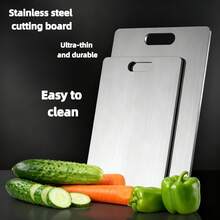 Bộ 1 Thớt thép không gỉ cao cấp - Bền, dễ vệ sinh, cần thiết cho nhà bếp, Thớt hai mặt bằng thép không gỉ, dễ lau chùi, thân thiện với dao và bền, Thớt thép không gỉ, thích hợp để cắt trái cây, rau củ và thịt, Phụ kiện bền bỉ, dễ mang theo, Quà tặng ngày lễ, Có nhiều kích cỡ để tiết kiệm không gian, Chống gỉ, Thích hợp cho thực phẩm - Bạc - Xem 7