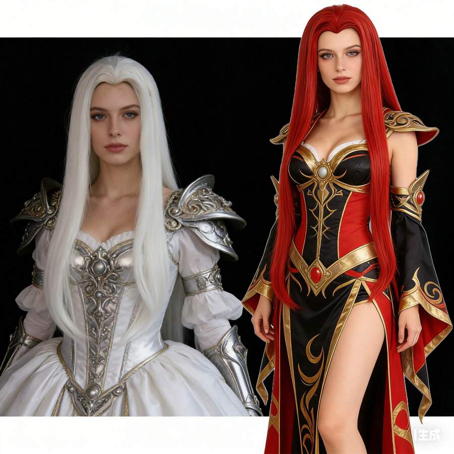 耐热合成超长分层直发红白动漫角色扮演假发,适合日常派对佩戴,时尚女士女王装扮假发,新手友好,外观自然逼真,电影游戏卡通人物通用假发,适用于节日、动漫展、展览和表演道具,是圣诞节、生日、节日庆典、婚礼装饰的理想礼物。 - 彩色 - 查看 1