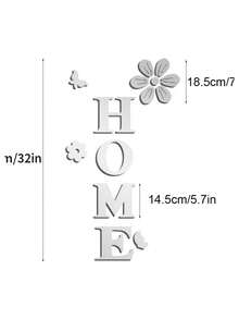 2D Flat Letter Multi-Piece Set, Acrylic Mirror Wall Decals Floral Home Decor Letter Soft Mirror Self-Adhesive Wall Stickers DIY Acrylic Wall Decals Home Decor, Bedroom, Living Room, Entryway, Wall Decor Stickers - Multicolor - View 5