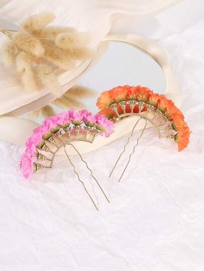 1pc Vintage Bionic Flower Hair Clip, New Chinese Style Elegant Atmosphere, Suitable For Daily, Beach, Travel, Women Hair Accessory For Spring/Summer