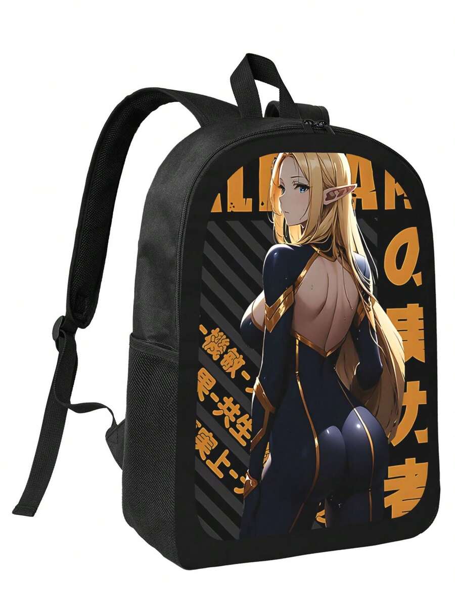 Graphic Backpack Travel Bag For School, Work, Travel, Perfect For Students, Teens, Adults, Gamers And Anime Fans - màu đen - Xem 1