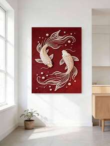 新款珍珠画锦鲤主题无框DIY钻石画套装，适合卧室装饰、客厅墙面艺术、房间装饰、艺术品、朋友生日礼物、圣诞节、新年、情人节、节日礼物，充满创新创意。 - 彩色 - 查看 2