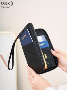 Ví đựng hộ chiếu chống RFID mới, có thể chứa nhiều hộ chiếu, dụng cụ sắp xếp giấy tờ du lịch, chất liệu mềm mại, khóa kéo, ví dài có dây đeo cổ tay có thể tháo rời, quà tặng ngày Valentine, vật dụng cần thiết khi đi du lịch cho vợ hoặc bạn gái, phù hợp cho kỳ nghỉ, du lịch gia đình, túi đựng hộ chiếu/ví du lịch, túi hành lý, túi xách du lịch, túi qua đêm, dung lượng lớn, dụng cụ sắp xếp du lịch, vật dụng cần thiết cho du thuyền, kỳ nghỉ, đồ dùng cần thiết cho nam và nữ, vật dụng cần thiết khi đi du lịch, đồ dùng cần thiết cho kỳ nghỉ. - màu đen - Xem 5