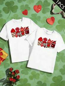 Couple Matching Valentine Graphic Tee Premium Cotton, Loose Fit, Casual, Comfortable, Graphic Design - WomenWhite-1PC - View 2