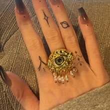 Nhẫn ngọc trai mắt quỷ tua rua dành cho nữ, nhẫn hở nhỏ cao cấp, trang sức nữ. - Nhiều màu - Xem 1