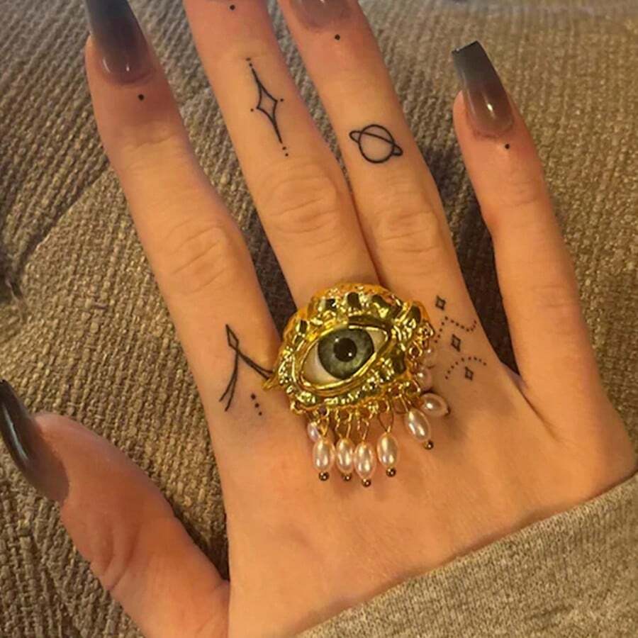 Nhẫn ngọc trai mắt quỷ tua rua dành cho nữ, nhẫn hở nhỏ cao cấp, trang sức nữ. - Nhiều màu - Xem 1