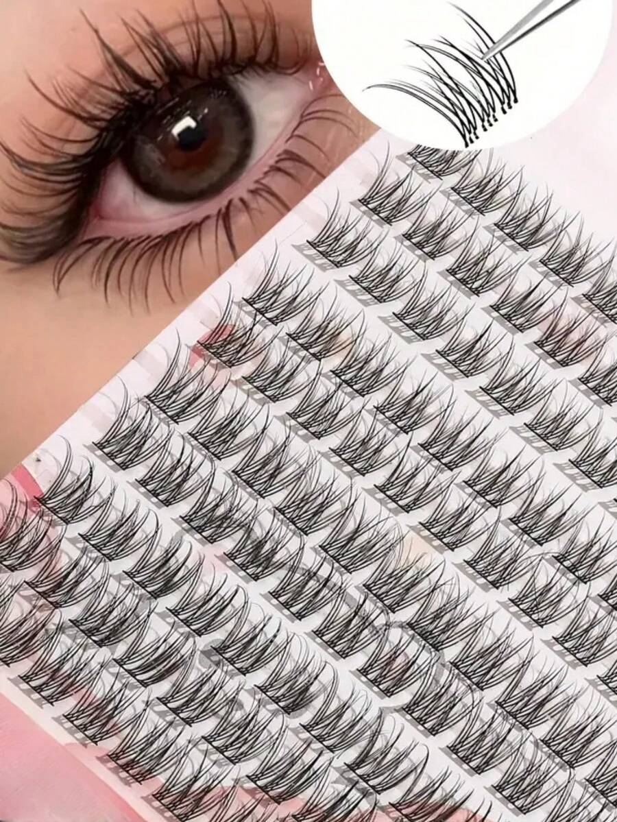 LIMEIKAI 120 Stück natürlich aussehende einzelne Büschel Wimpern, wischige gekreuzte Wimpern mit Fischschwanz-Design, weich und leicht, perfekt für tägliches oder Pendler-Make-up, mehrmals wiederverwendbar