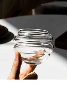 250ml Niche Design Circle Glass Cup, Personalized, Heat-Resistant Water Mug, Iced American/Latte Coffee Cup, Special Beverage Cup - Clear - View 7