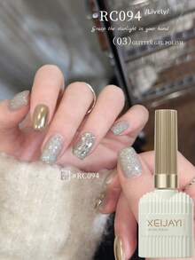 XEIJAYI 1支装 15ml 凝胶指甲油 - 持久光泽，高饱和度亮泽，坚固持久的美甲凝胶，适用于沙龙美甲 DIY，女士礼物 - 銀色 - 查看 4