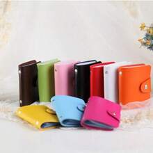 24 Slots Card Holder Bag Simple Solid Color Pocket Case Credit ID Card Organizer For Men And Women Leather Card Holder Travel Must-Haves For Women Wallet Mini Wallet Purse Wallet Card Wallet Money Wallet Small Wallet Cute Wallet - Multicolor - View 3