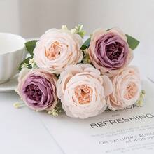 1 szt. Sztuczny jedwabny kwiat chryzantemy, hortensja, sztuczna roślina, do domu, restauracji, salonu, dekoracji ogrodu, prezentu na Dzień Matki, prezentu urodzinowego, prezentu z okazji ukończenia szkoły, sezonu ślubnego - jasnobrązowy - Zobacz 4