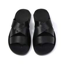 Men's Criss-Cross Design Casual, Beach, Versatile Flat Sandals - Black - View 6