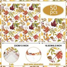 20张/40张/60张装，秋叶图案餐巾纸，枫叶纹，双层纸巾，秋季一次性餐巾纸，秋叶午餐晚餐餐巾纸，适用于感恩节、秋收节及其他家庭厨房派对用品，6.5 x 6.5英寸 - 彩色 - 查看 4