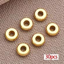 30颗18K镀金扁平圆形隔珠黄铜圆片珠金色金属散珠，适用于DIY手链、项链、耳环等首饰工艺品制作，尺寸3/4/5/6毫米 - 彩色 - 查看 12