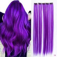 5pcs 22-Inch Wine Red Straight Hair Extensions With Shiny Threads, Thick Straight Hair Pieces Suitable For Women - Multicolor - View 21