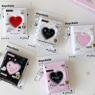 1个极简主义2英寸相册，镂空心形，适用于身份证照片、钥匙扣、饰品