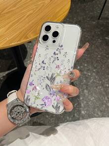 1pc Minimalist High-End Hydrangea Floral Pattern Painted Anti-Drop TPU Phone Case Compatible With IPhone XS/XS Max/XR/11/12/13/14/14 Plus/15/15 Plus/16/16 Plus/7/8 Plus And Other Models - Multicolor - View 2