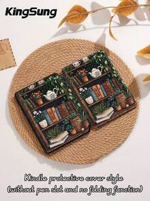 Kingsung 花卉书架图案平板电脑保护套,兼容 iPad 9.7/10.2/10.5/10.9/12.9/Pro 11(第十代)、Galaxy Tab S6 Lite 10.4 英寸、Kindle Paperwhite 第十二代(2024 年)、Kindle 第十一代(2022 年),柔软防震,智能支架/自动唤醒/睡眠功能 - 彩色 - 查看 11